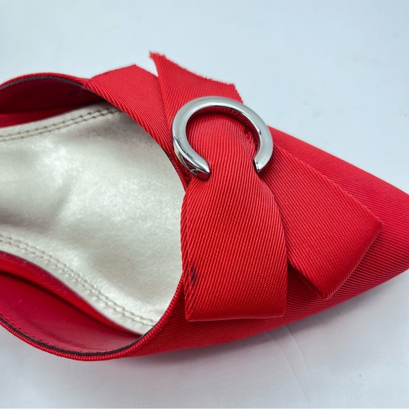 Impo Women’s Size 7.5M Enna Red Bow-Trimmed Pointed Toe Slingback Kitten Heels - Picture 11 of 15